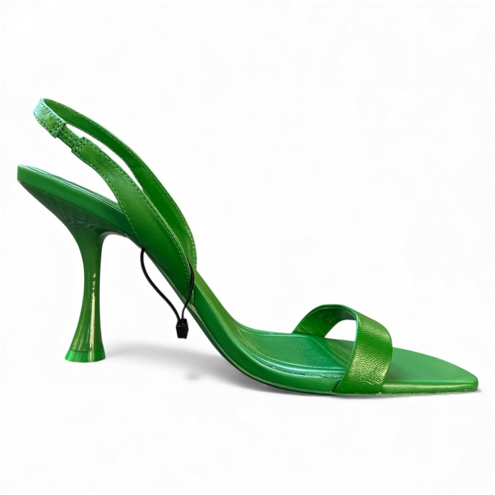 Zara Green Slingback Heeled Leather Sandals Women’s size 42 - Picture 8 of 15